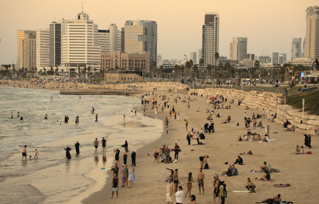 The beach sunset Tel Aviv, Israel.